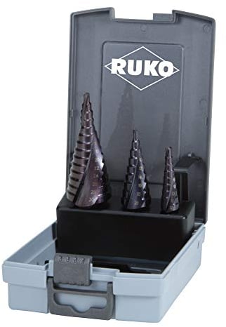 RUKO HSS Spiralstufenbohrer-Set in Kunststoffkoffer, TiAlN Finish, 3-teilig, R101026FRO