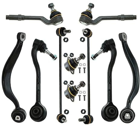 BESTPRICE 2x Querlenker Vorderachse unten, 2x Querlenker Vorderachse oben, 2x Spurstangenkopf, 2x Koppelstange, 2x Traggelenk Kompatibel mit BMW X5 (E53)
