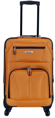 Rockland Pasadena Softside Spinner Wheel Luggage, Orange, Carry-On 19-Inch