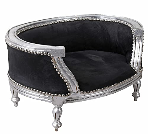 PALAZZO INT Hundebett Barock Katzenbett Hundesofa Schwarz Silber Hund Katze Bett Liege cat700e02 PalazzoExklusiv