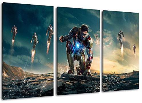 PrintArtGalery Marvel Helden Leinwandbild auf Holzrahmen gespannt Größe: 3 Teilig (Gesamtmaß: 120x80 cm)
