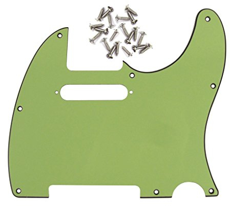 FLEOR 8 Hole 3Ply Mint Green TL Pickguard Single Coil Neck Hole Cut Guard Plate with Mounting Screws for U.S./Mexican Standard TL TE Plate Replacement