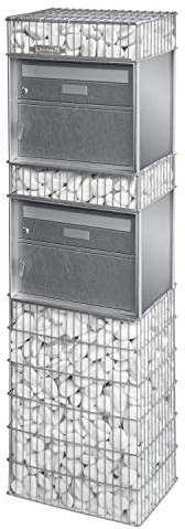 bellissa Briefkasten-Gabione SPLÜGEN 2-95820 - Postkasten mit 2 Brief- und Paketfächern - 44 x 31 x 145 cm