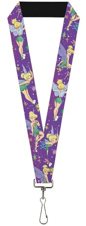 Buckle-Down Mixte Lanyard - 1.0 Tinker Bell Poses/Flowers/Stars/Skull Purple Cha ne de cl , Multicolore, Taille unique EU