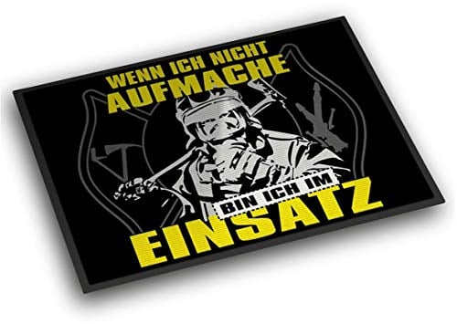Roter Hahn 112 Einzigartige Feuerwehr Fussmatte 60x40cm Ich Bin im Einsatz Fußmatte Vorleger Abstreicher