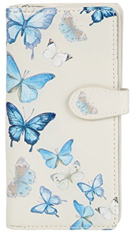 SHAGWEAR ® Portemonnaie Geldbeutel Damen Geldbörse Mädchen | Bifold Mehrfarbig Portmonee Designs: (Schmetterling Creme/Butterflies Beige)