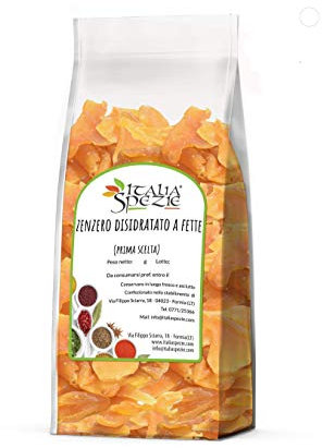 ITALIA SPEZIE - Zenzero disidratato 100% Naturale a Fette 1 kg - PRIMA SCELTA - Essiccato al naturale - senza solfiti aggiunti - frutta disidratata