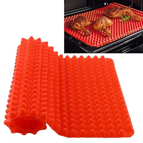 AchidistviQ Barbecue Mat Red Pyramid Pan Nonstick Silicone Baking Mat Mould Cooking Mat Oven Baking Tray