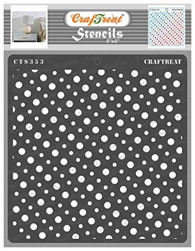 CrafTreat Polka Dot Stencils for Painting on Wood, Canvas, Paper, Fabric, Floor, Wall and Tile - Slanting Dots - 6x6 Inches - Reusable DIY Art and Craft Stencils - Dotting Stencil Stripes Dots