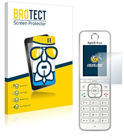BROTECT Schutzglas für AVM Fritz!Fon C6 Schutzfolie Made in Germany Panzer Folie Glas Displayschutz [Kratzfest 9H, Anti-Fingerprint,Transparent]