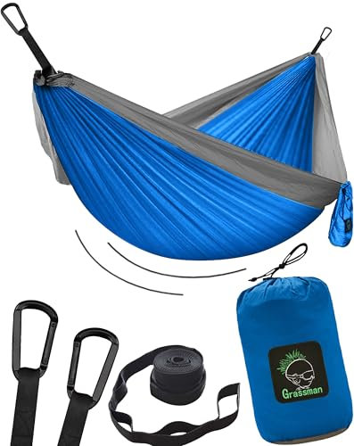Hängematte Camping- Hängematte 2 Personen, Ultraleichte Outdoor Hängematte, Perfektes Camping Geschenke, Camping Hängematte Outdoor mit 2 Baumgurten + 2 Karabiner
