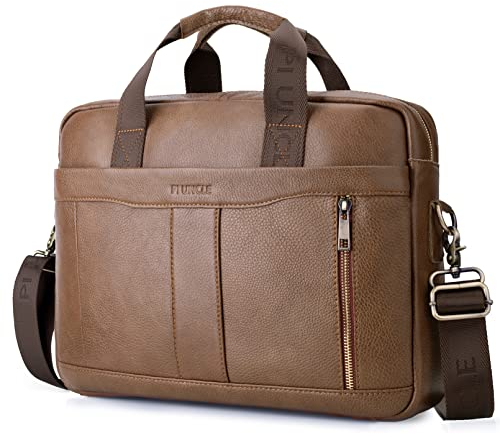 SPAHER Mens Leather Laptop Bag Briefcases for Men 15.6 Inch Leather Briefcase Business Work Laptop Handbag Shoulder Bag Messenger Bag with Removable Strap Daily Man Bag Gift for Man