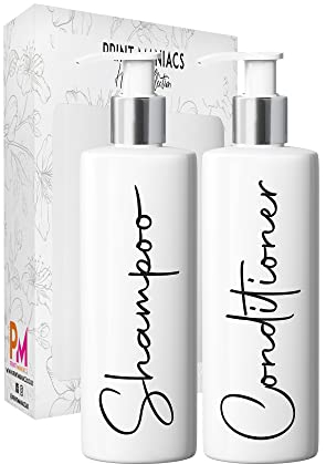 Print Maniacs Mrs Hinch Inspired White Personalised Dispenser Pump Bottles Shampoo Conditioner 2 Set F2 (Black)