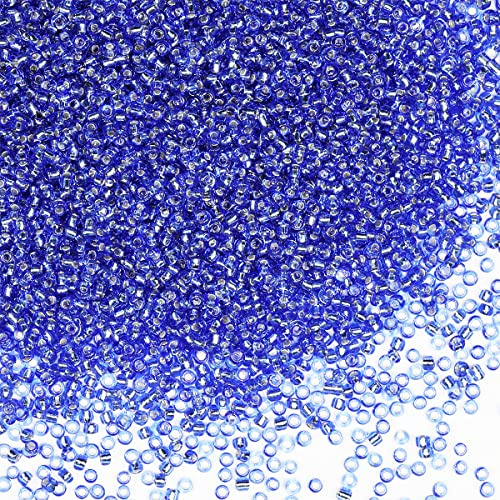 Bulk 2mm Blue Seed Beads for Jewelry Making 110 Grams About 9800pcs,12/0 Glass Craft Making Earrings, Bracelets, Pendants, Waist Jewelry, DIY Handmade Seed Beads(Blue)
