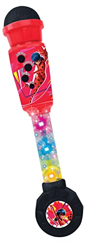 Lexibook Miraculous Microphone Lumineux pour enfant Jeu Musical Haut-parleur intégré Effets lumineux prise Aux-in, rouge/noir, MIC90MI