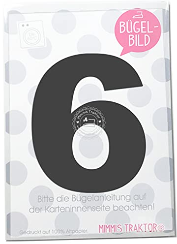 Bügelbild Wunschzahl 10 cm Zahl Geburtstag 0 1 2 3 4 5 6 7 8 oder 9 Flockfolie Aufbügler Applikationen Bügelsticker für Stoffe Textilien Kinder zum Aufbügeln Flicken, Farbe:schwarz, Zahl:6