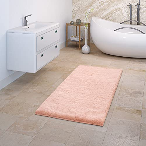 TT Home Badematte Badezimmerteppich Duschvorleger Weich Einfarbiges Muster, Farbe: Rose, Größe:60x100 cm