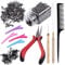 Duufin Microring Extensions Set mit 500 Dunkelbraun Microringe 1 Stück Microring Zange 2 Stück Microring Nadel 4 Stück Haarspange 1 Stück Kamm und Mini Haargummis für Haarverlängerung Extensions