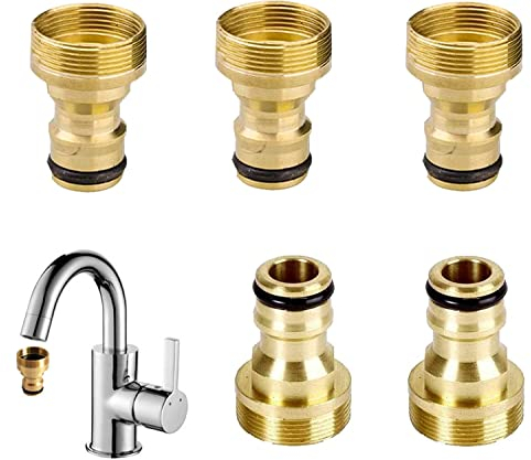 Aatpuss 5 Stück Hahnverbinder Messing, 3/4 Zoll Messing Wasserhahn Adapter, Adapter Für Innengewindebohrer, Gartenschlauchverbinder Aus Mesing Für Hausanschlussdosen