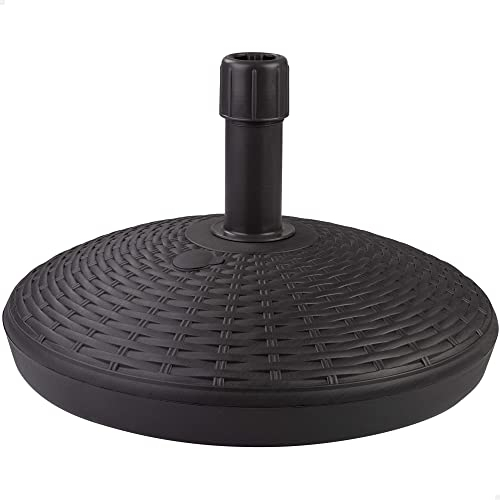 AKTIVE 61128 - Base sombrilla terraza exterior circular negra, resistente al agua y a los rayos del sol, base parasol con depósito de agua o arena, duradera y estable