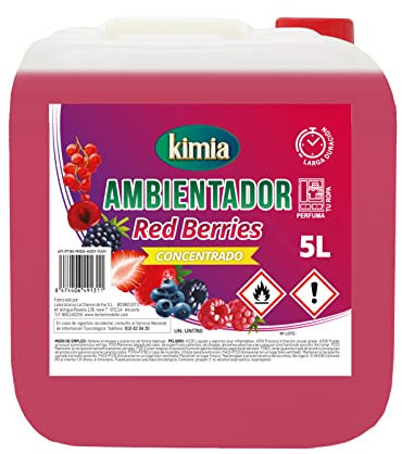 KIMIA - Pack Ambientador de Hogar Concentrado Red Berries 5L + Pulverizador | Perfumador con Fragancia a Frutos Rojos | Para Cualquier Estancia de Casa y Oficina | Ambiente Fresco y Perfumado