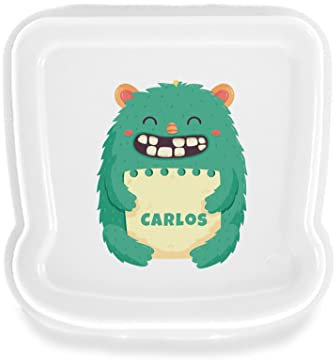SAQUITOMAGICO Sandwichera/Fiambrera Personalizada con Nombre y/o Texto Opcional.Diferentes diseños a Elegir (MONSTRUO VERDE)