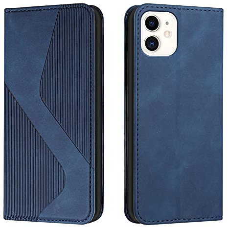 Mo-Somnus Kompatibel mit iPhone 12 Mini Hülle, Magnet PU Leder Flip Wallet Case Tasche Handyhülle, Stoßfeste Schutzhülle iPhone 12 Mini (5,4 Zoll) Brieftasche Klapphülle mit [Kartenfächer] (Blau)