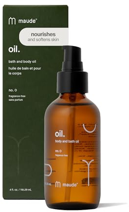 Maude Oil No. 0 - Hydrating Organic Massage + Body Oil - Skin Moisturizer with Jojoba, Coconut + Castor Oil - Rich in Vitamin B + Vitamin E - Relaxing Self Care Gifts (4 fl oz)