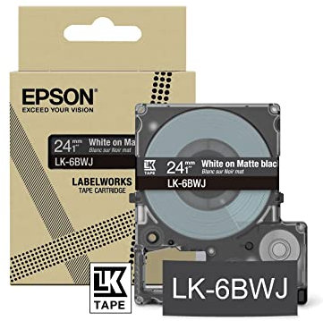 Epson Etikettenkassette, mattes Beschriftungsband LK-5YBJ schwarz auf gelb, langlebiges Band für Epson LabelWorks Etikettendrucker, wasser- & verschleißfest, 8 m x 18 mm