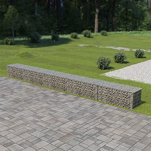 RONGQI Mur en Gabion avec Couvercles Panier de Gabion Mur de Soutènement Jardin Extérieur Mur à Gabion avec couvercles Acier galvanisé 600 x 50 x 50 cm