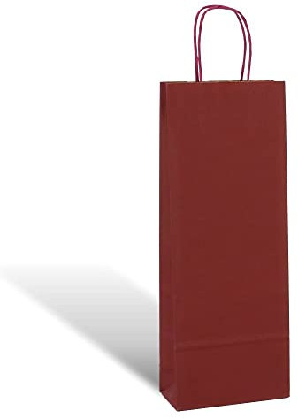 Generico 25 PZ Busta Shopper per Bottiglia di Vino Colore Bordeaux 14x8.5x39 cm