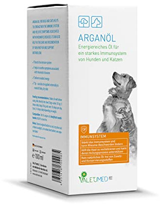Valetumed Arganöl, 100ml, Energiereiches Öl für EIN Starkes Immunsystem von Hunden und Katzen