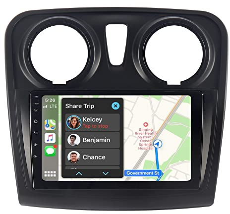 Android 2GB+64GB Autoradio Navi für Renault Dacia SANDERO II B52 2012-2019 mit Rund Luftauslass, 9 Zoll, Radio mit Wireless Carplay Android Auto Bluetooth DSP USB