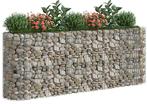 Keketa Gabion avec lit surélevé en acier galvanisé gabion lit surélevé clôture jardin planteur gabion en acier métal planteur Gabion grand 260 x 50 x 100 cm