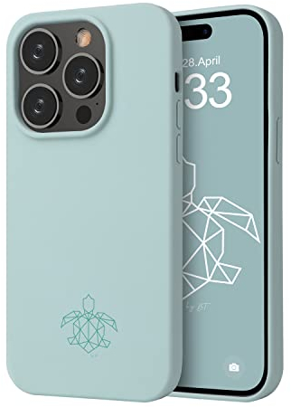 turtleandcase Silikonhülle für iPhone 14 Pro (6,1) - Liquid Silicone Case - Kostenloses Panzerglas - Hochwertiges Silikon - Kratzfestes Mikrofaserfutter Rundumschutz Schutzcase (Helles Minzgrün)