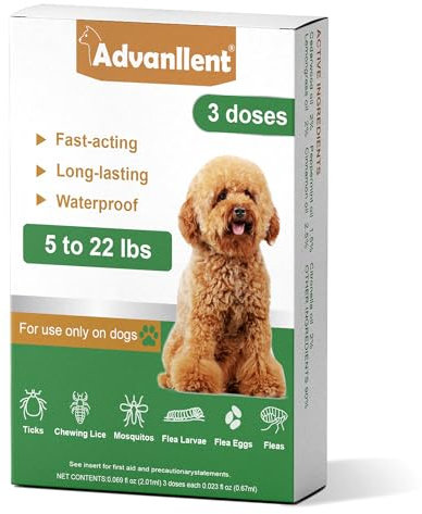 Natural Spot on Flea and Tick Treatment for Dogs, Flea and Tick Prevention for Dogs, Dog Flea Treatment, Fast Acting & Waterproof, 3 Pipettes (2-10kg Small Dogs)