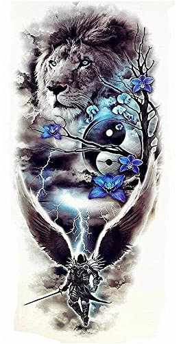 DCIDBEI Diamond Painting Löwe Schwarz Weiss 40x80cm Ying Yang Skull Totenkopf Diamant Schädel Strass Stickerei Kreuzstich Nach Zahlen Tiere