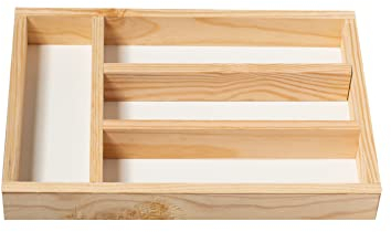 Organizador cubiertos cajones cocina, organizador cubiertos de madera para cajon, cubertero para cajon, bandeja de cubiertos compacta para utensilios cocina, organizador cajones cocina (35cm x 25cm)