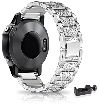 Armband Kompatibel mit Garmin Vivoactive 4/ Vivoactive 3/ Vivoactive 3 Music Armband Edelstahl Für Herren Damen Elegant Metall Uhrenarmband (Silber,Vivoactive 4)