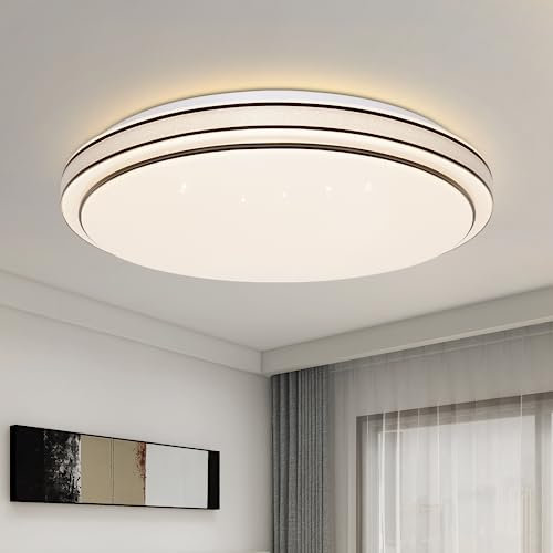 Homefire Deckenlampe LED Deckenleuchte Schlafzimmer - Ø27cm Schlafzimmerlampe Sternenhimmel 12W Flurlampe Warmweiß Modern Küchenlampe Rund Wohnzimmer Deckenbeleuchtung für Flur Küche Kinderzimmer