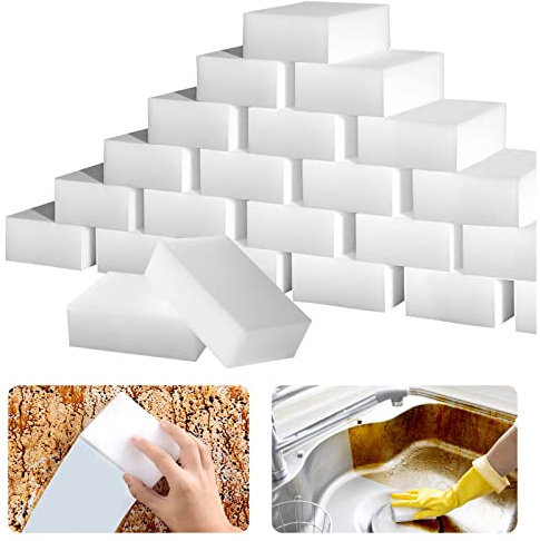 Magic Sponge Eraser, 25Pack Durable Melamine Foam Sponge Pads, Kitchen Dish Cleaning Sponges Scrubber, Household Cleaner for Bathtub, Sinks, Stove, Baseboard, Bathroom, Wall, Shoes