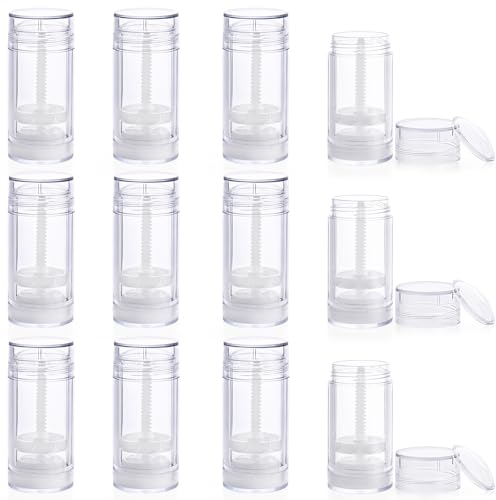 Mirrline Deodorant-Behälter, 30 ml, transparent, nachfüllbar, rund, Kunststoff, zum Aufdrehen, Deo-Flaschen für DIY Chapstick, Lippenbalsam, Kreide, 12 Stück