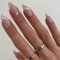 JUSTOTRY 24 Pcs Blanc Vague Amande Faux Ongles Court Motif,Glossy Nude Press on Nails Courts,Ovale Faux Ongle avec Colle Pour Femme et Ado,Almond French Faux Ongles à Coller Nail Art