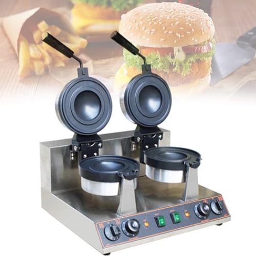 ZXSYYDS Commercial Burger Waffle Maker,1300W Electric Ice Hamburger Maker Burger, Non-Stick Pan, Ice Cream Stuffed Burger Machine,Manual Hamburger Press Patty Make