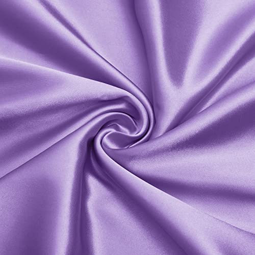 VACVELT Charmeuse Satin-Stoff pro Yard, 152,4 cm breit, hellviolett, glänzender und weicher Stoffstoff, seidiger Satin-Stoff für Brautkleid, Hochzeitsdekorationen, Basteln, Nähen (2,7 m)