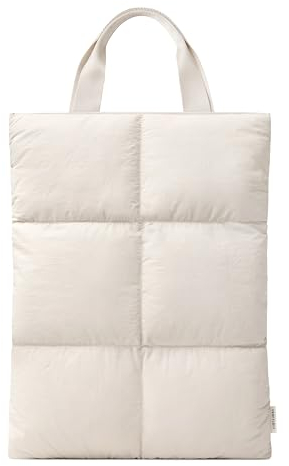 Comfyable Puffy Custodia in nylon con manico nascosto per MacBook, Chalky White, For 15 MBA / 16 MBP M3 M2 M1