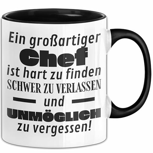 Chef Abschied Geschenk Tasse Abschiedsgeschenk für Chef Hart Zu Finden Schwer Zu Verlassen (Schwarz)