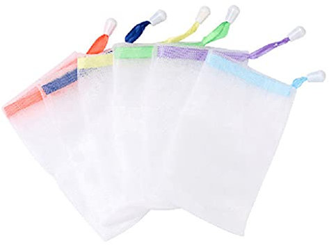 Lot de 2 sacs à savon en maille filet moussant avec cordon de serrage pour salle de bain ou douche