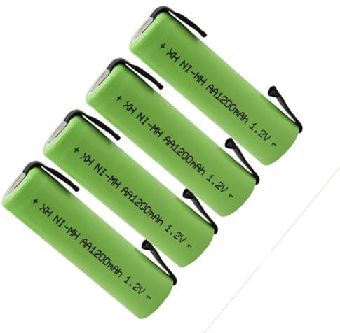 BenjiPower - 4 batterie AA NIMH Piastra per saldare 1200 mAh (per rasoio, tosaerba, rasoio, ecc., con linguette)