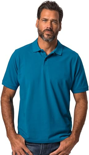 JP 1880 Herren große Größen Übergrößen Menswear L-8XL bis 8XL, Poloshirt, Oberteil, Knopfleiste, Hemdkragen, Pique, blautürkis 4XL 702560762-4XL